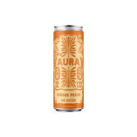 aura D9 Infused Seltzer, Ginger Peach, 10 mg