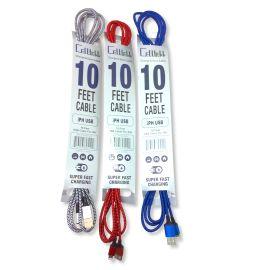 Celltekk Iphone USB Cable (10CT), White, 10 ft