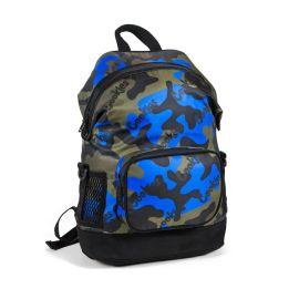 Cookies Luxe Satin Smell Proof Repeated Logo Backpack, Navy Camo, 21 in x 16 in x 20 in