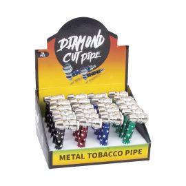 Diamond Cut Tobacco Pipe with Cap (24CT), Assorted