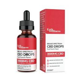 Erth Wellness Broad Spectrum CBD Drops, Fruit Punch, 3000mg