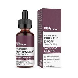 Erth Wellness Full Spectrum CBD + THC Drops, Passion Fruit, 3000mg