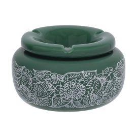 Fujima Moroccan Ceramic Ashtray, Green Paisley, 5"