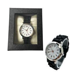 Geneva Women's Box Watch, Black Silicone Band, Silicone Band