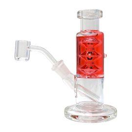 Glycerin Filled Straight Water Pipe with Banger, Red, 6 in