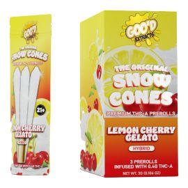 GOO'D THCA Snow Cones Prerolls- 3PK (5CT), Lemon Cherry Gelato (Hybrid), 3 g