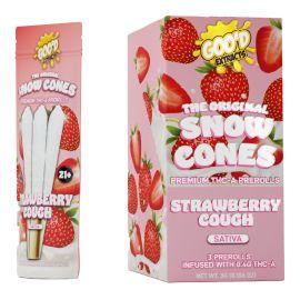 GOO'D THCA Snow Cones Prerolls- 3PK (5CT), Strawberry Cough (Sativa), 3 g