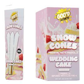 GOO'D THCA Snow Cones Prerolls- 3PK (5CT), Wedding Cake (Indica), 3 g