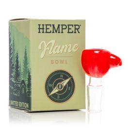 Hemper Bowlman Flame Bowl, Red/Clear, 14mm