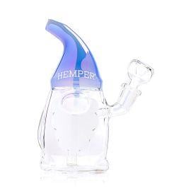 Hemper Gnome Water Pipe, Iridescent Blue/Clear, 6in