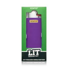 Hemper LIT Lighter Shape 510 Thread Vape Battery, Purple, 6 in x 4.3 in x 7.2 in