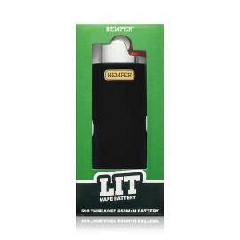 Hemper LIT Lighter Shape 510 Thread Vape Battery, Black, 6 x 4.3 x 7.2