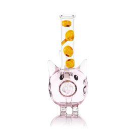 Hemper Piggy Bank Water Pipe, Pink/Clear, 7in