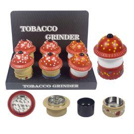 Herb 4-piece Grinder (6CT), 84 mm, Red Mushroom