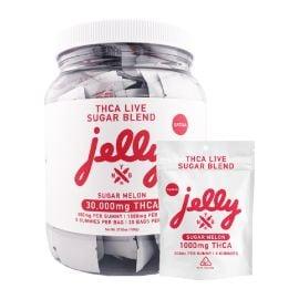 Jelly THCA Live Sugar Blend Gummies Jar- 5PK (30CT), Sugar Melon, 1000 mg