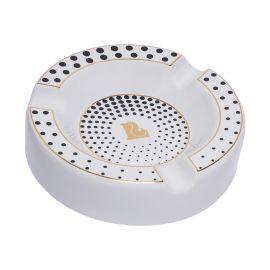 Lucienne Round Cigar Ashtray, White, 7.5 in x 7.5 in x 2 in