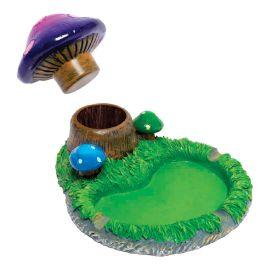 Mushroom Polystone Ashtray W/Hidden Storage 7"