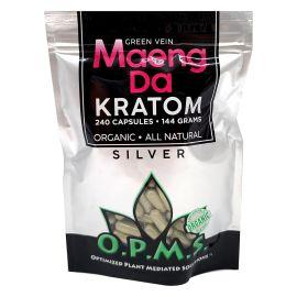 OPMS Silver Kratom Capsules, Green Vein Maeng Da, 240PK