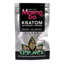 OPMS Silver Kratom Capsules, Green Vein Maeng Da, 30PK