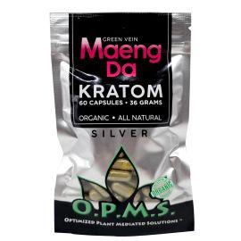 OPMS Silver Kratom Capsules, Green Vein Maeng Da, 60PK