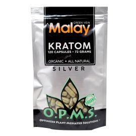 OPMS Silver Kratom Capsules, Green Vein Malay, 120PK