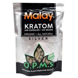 OPMS Silver Kratom Capsules, Green Vein Malay, 240PK