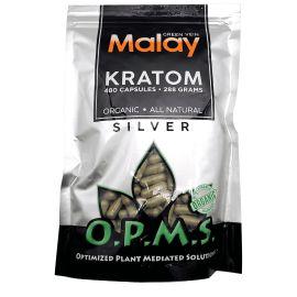 OPMS Silver Kratom Capsules, Green Vein Malay, 480PK