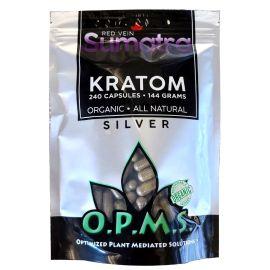 OPMS Silver Kratom Capsules, Red Vein Sumatra, 240PK