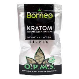 OPMS Silver Kratom Capsules, Super Green Borneo, 120PK
