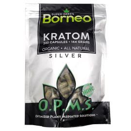 OPMS Silver Kratom Capsules, Super Green Borneo, 240PK