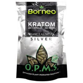 OPMS Silver Kratom Capsules, Super Green Borneo, 480PK
