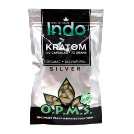 OPMS Silver Kratom Capsules, White Vein Indo, 120PK