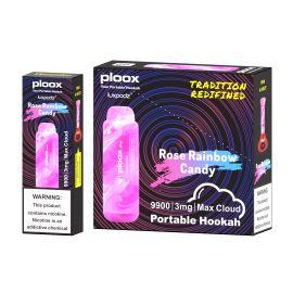 Ploox ME 9900 Portable Hookah Disposable (5CT), Rose Rainbow Candy, 3MG