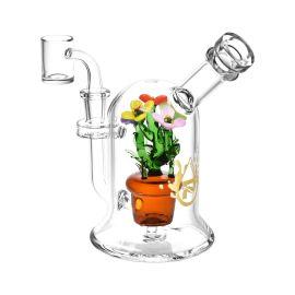 Pulsar Pretty Flowers Dab Rig, Clear, 6.5 in