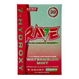 Rave Kratom 7-OH Sublingual Strips- 5PK (10CT), Watermelon Mint, 20 mg
