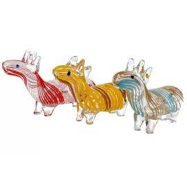 Standing Swirl Ribbon Clear Body Deer Animal Hand Pipe, Assorted