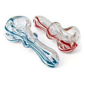 Transcendent Lines Artistry In Clear Glass Hand Pipe (2CT), Assorted, 2.5 in