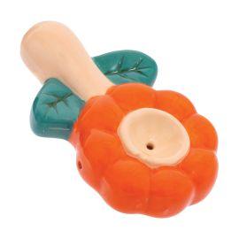Wacky Bowlz Orange Flower Ceramic Pipe, Orange, 3.5 in