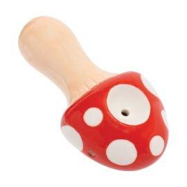 Wacky Bowlz Red Mushroom Ceramic Pipe, Red, 3.5 in