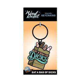 Wood Rocket Enamel Keychain, Eat A Bag Of Dicks