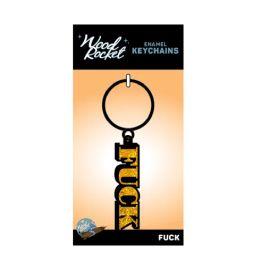 Wood Rocket Enamel Keychain, Fuck