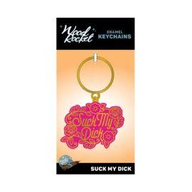 Wood Rocket Enamel Keychain, Suck My Dick