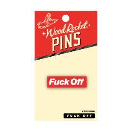 Wood Rocket Enamel Pin, Fuck Off