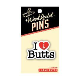Wood Rocket Enamel Pin, I Love Butts