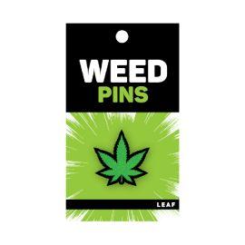 Wood Rocket Enamel Pin, Marijuana Leaf: Green