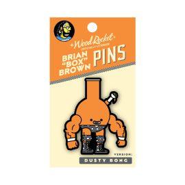 Wood Rocket Enamel Pin, Box Brown Dusty Bong