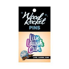 Wood Rocket Enamel Pin, Live-Laugh-Cum
