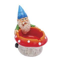 Fujima Polystone Ashtray, 5 in, Gnome & Mushroom