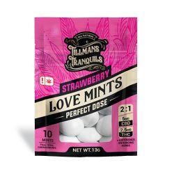 Tillman's Tranquils Love 2:1 D9 + CBD Mints- 10PK, Strawberry, 75 mg